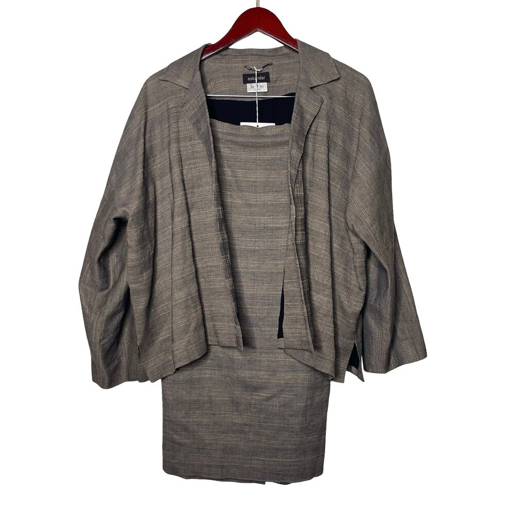 New Eskandar two piece suit Open collar jacket sz 0 S and straight skirt sz 2 M